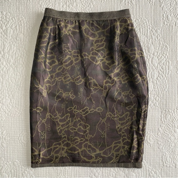CHRISTIAN LACROIX Brown Wool with Abstract Velvet detail Around Waist Skirt Sz 4 - Picture 15 of 16